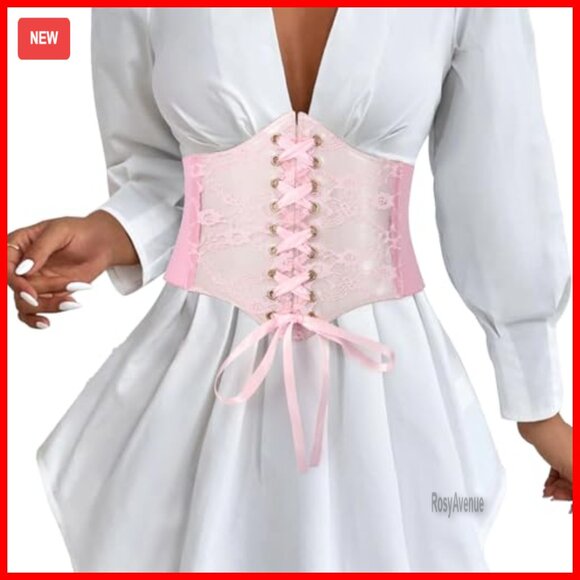 Elastic Corset Belt Wide Lace Up Faux Leather Adjustable Costume Accessory main image 7